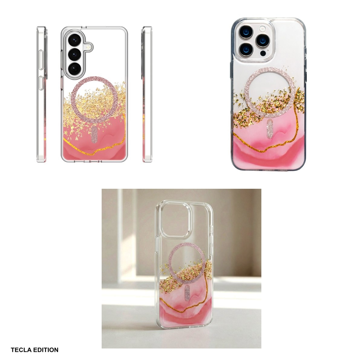 Husa Epoxy Mag pentru Samsung Galaxy S24, Galaxy S25, Carcasa magnetica, Roz