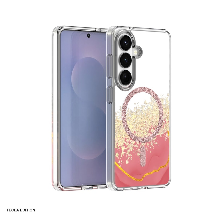 Husa Epoxy Mag pentru Samsung Galaxy S24, Galaxy S25, Carcasa magnetica, Roz