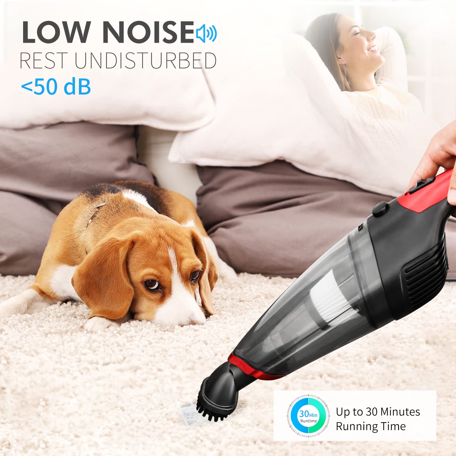 Aspirator portabil fara fir, 2000 mAh, 4 kPa, pentru par de animale, curatare umeda/uscata