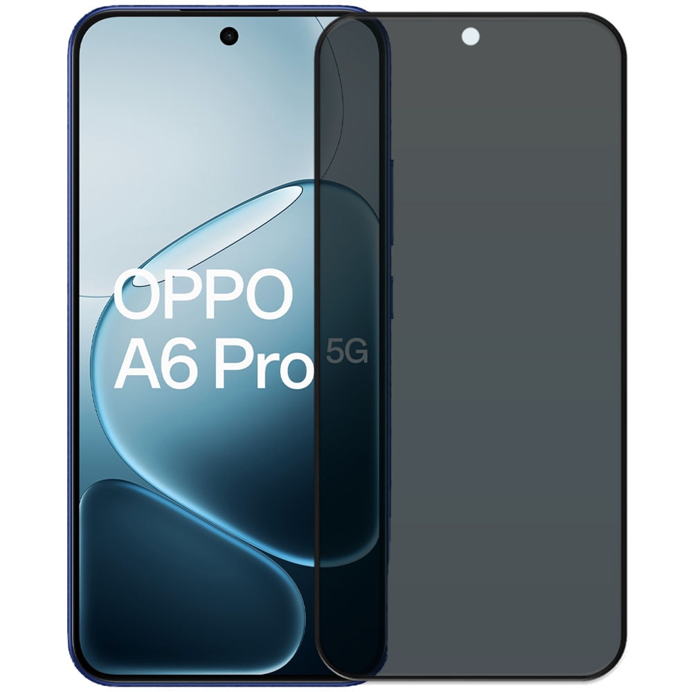 Folie din sticla securizata pentru Oppo A6 Pro 5G, HAMSTERBOX Privacy Shield, Protectie completa ecran, Full face, Aplicare rapida, Case Friendly, Negru