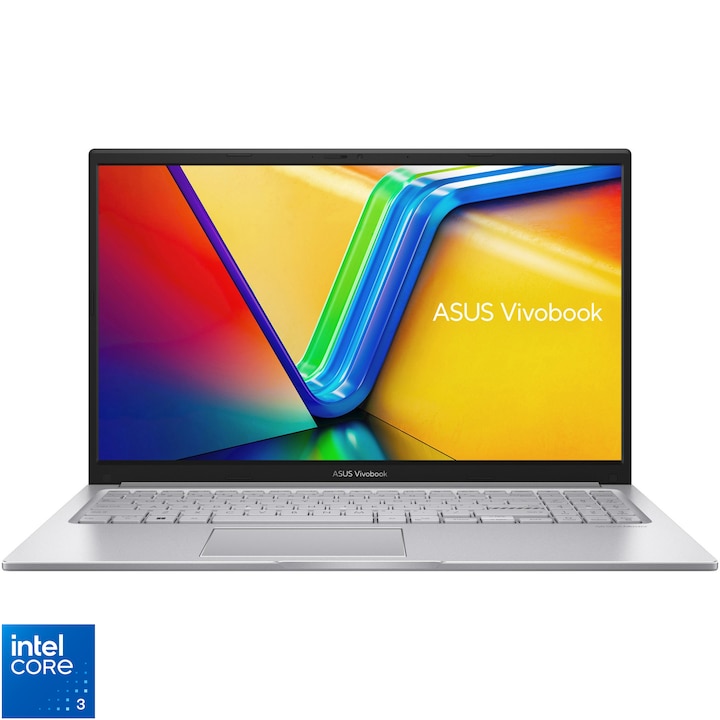 Laptop ASUS Vivobook 15 A1504MA cu procesor Intel® Core™ 3 304 pana la 4.3GHz, 15.6'', Full HD, IPS, 8GB DDR5 RAM, 512GB SSD, Intel® Graphics, No OS, Cool Silver