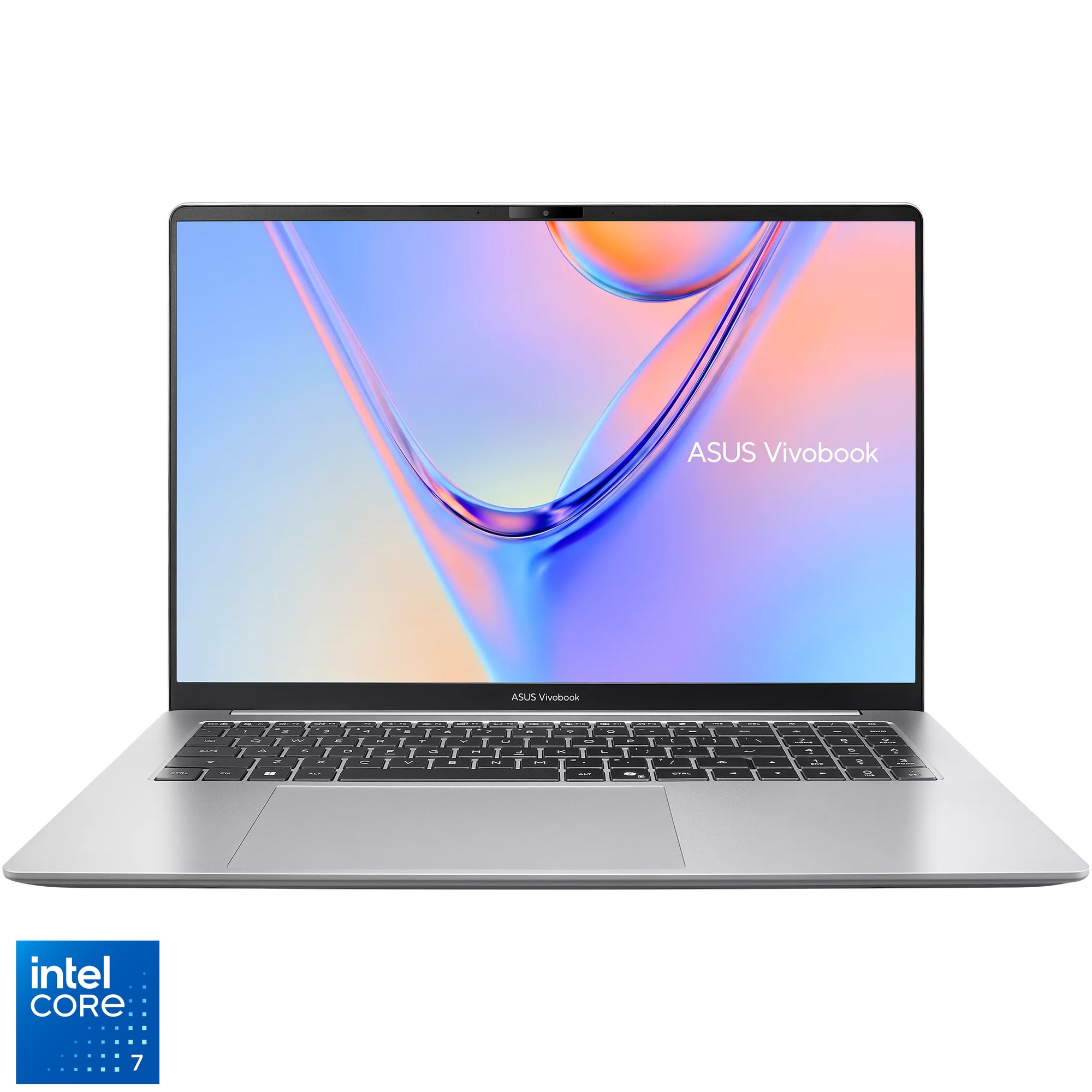 Laptop ASUS Vivobook S16 S5652MA cu procesor Intel® Core™ 7 350 pana la 4.8GHz, 16'', WUXGA, IPS, 144Hz, 8GB LPDDR5X RAM, 512GB SSD, Intel® Graphics, No OS, Cool Silver