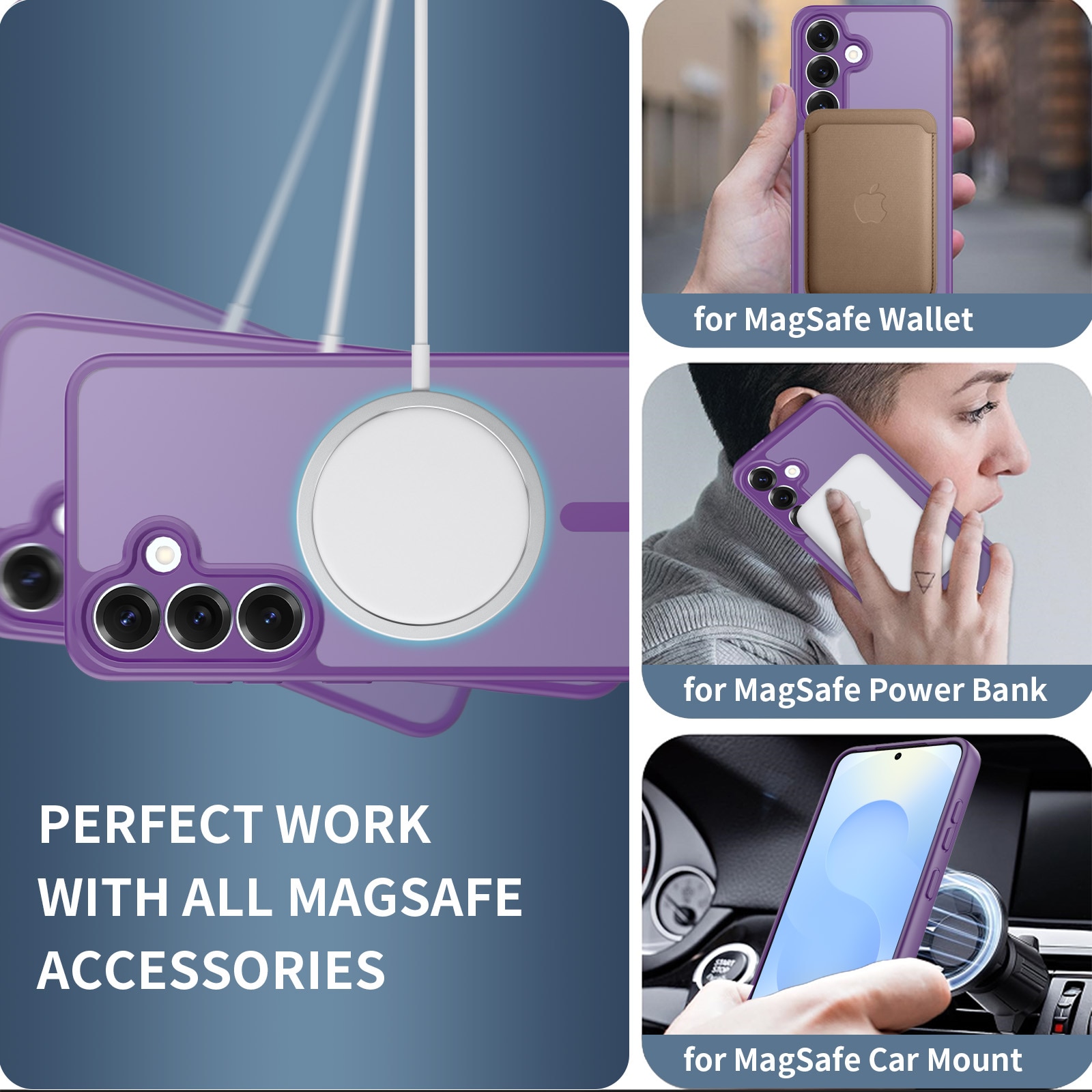 Husa de protectie pentru Samsung Galaxy S25 Plus, Omelivon, MagSafe, Protectie completa, Anti-Soc, Decupaje Precise, Incarcare Wireless, Materiale Premium, Violet inchis