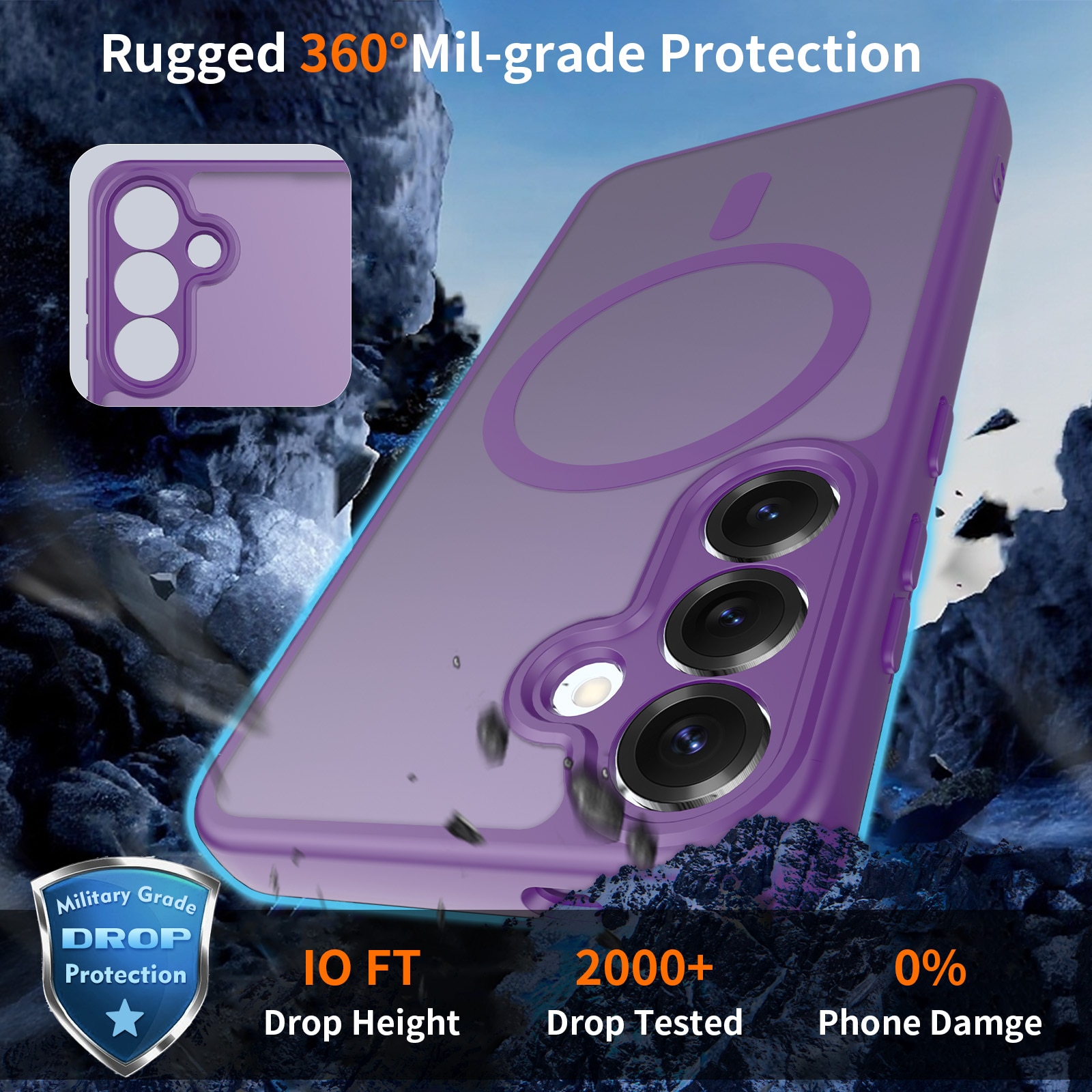 Husa de protectie pentru Samsung Galaxy S25 Plus, Omelivon, MagSafe, Protectie completa, Anti-Soc, Decupaje Precise, Incarcare Wireless, Materiale Premium, Violet inchis