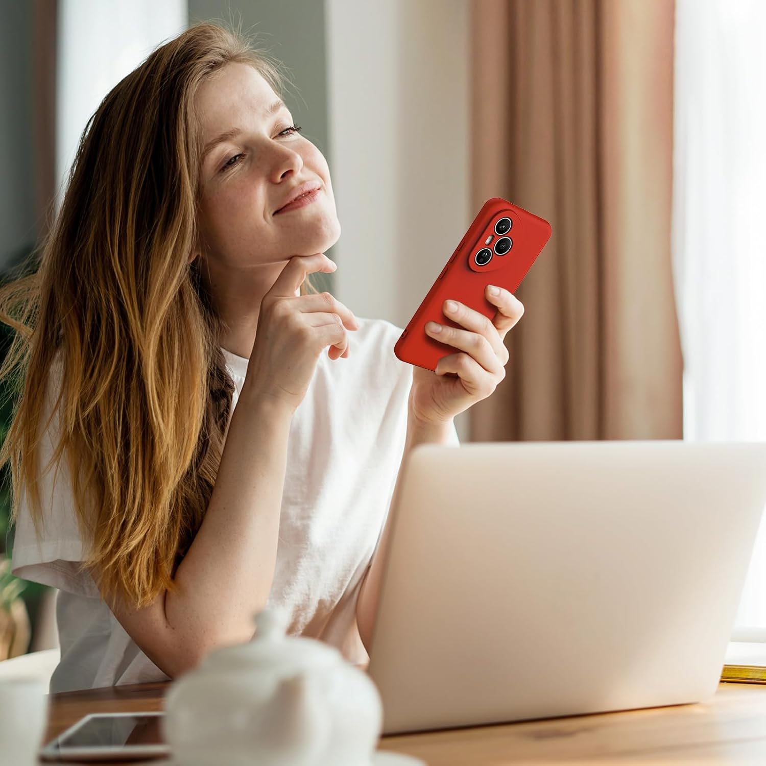 Husa Soft Touch, slim, ALC Mobile, anti soc, compatibila cu Honor 400 Pro, Rosu Tpu