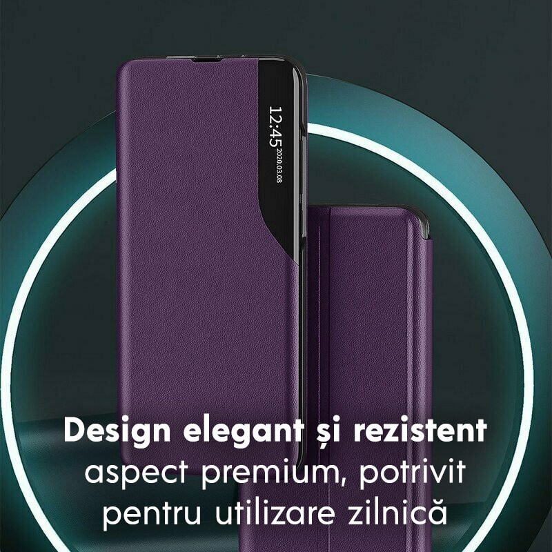 Husa pentru Xiaomi 17T Pro Tip Carte, S-View, Functie de Stand, Calitate Premium, Antisoc, Protectie Sporita, Mov