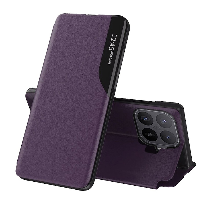 Husa pentru Xiaomi 17T Pro Tip Carte, S-View, Functie de Stand, Calitate Premium, Antisoc, Protectie Sporita, Mov
