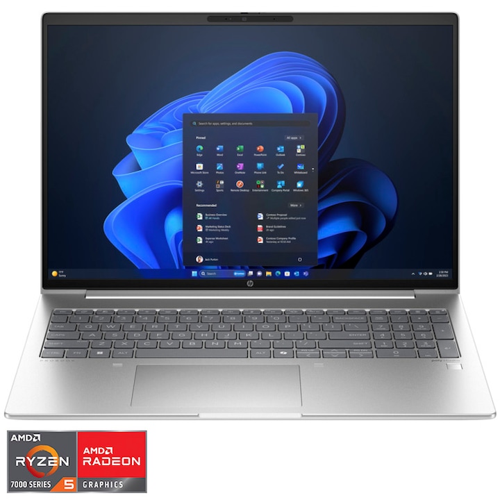 RESIGILAT: Laptop HP ProBook 465 G11 cu AMD Ryzen™ 5 7535U pana la 4.5GHz, 16", WUXGA, IPS, 16GB DDR5 RAM, 512GB SSD, AMD Radeon™ 660M Graphics, Windows 11 Pro, Pike silver
