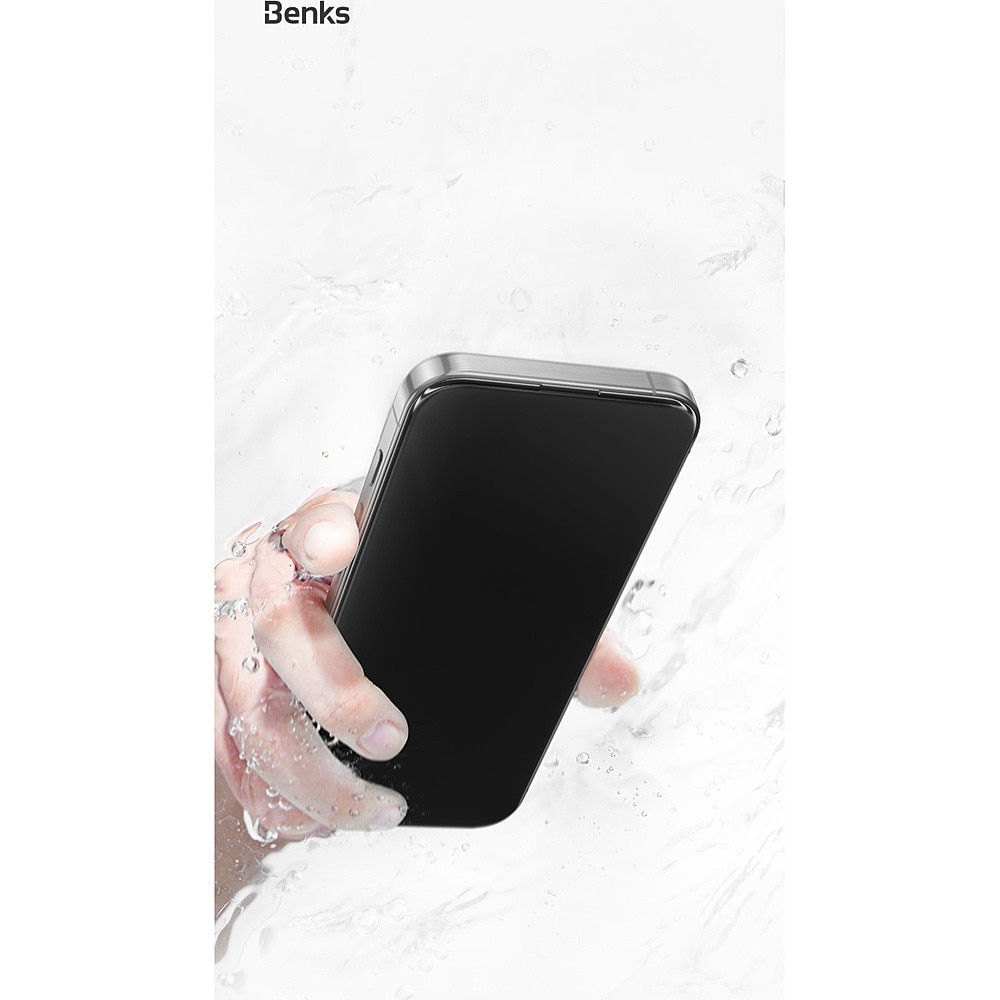 Folie protectie sticla securizata Benks Glass Warrior Screen Protector, Kit montare inclus, compatibila cu iPhone 16 Pro, Negru