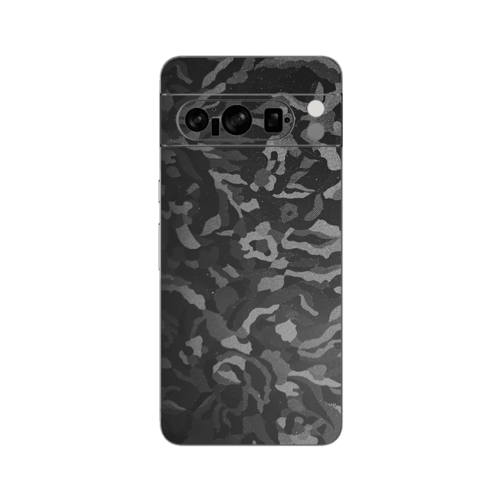 Folie iSkinz pentru Google Pixel 8 Pro - Camo Negru Black Shadow, 360 Cut, Skin Adeziv Full Body Cover, Protectie Carcasa Spate si Laterale