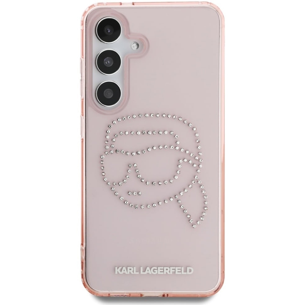 Husa de protectie Karl LagerfeldIML Rhinestones K Head pentru Samsung Galaxy S25, Roz