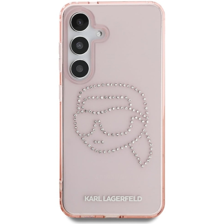 Husa de protectie Karl LagerfeldIML Rhinestones K Head pentru Samsung Galaxy S25, Roz