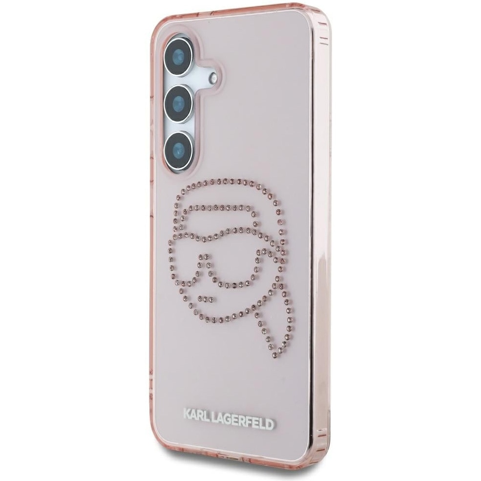 Husa de protectie Karl LagerfeldIML Rhinestones K Head pentru Samsung Galaxy S25, Roz