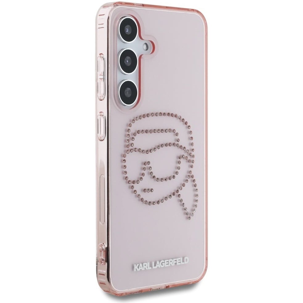 Husa de protectie Karl LagerfeldIML Rhinestones K Head pentru Samsung Galaxy S25, Roz