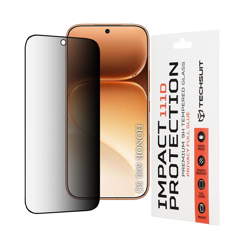 Folie sticla Honor 600 Techsuit 111D Privacy Full Glue, negru