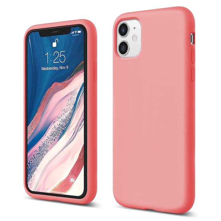Husa CASEY STUDIOS™ compatibila cu iPhone 11, Soft Silicone Premium, Microfibra in Interior, Roz, de Protectie, Ultra Slim, pentru Incarcare Wireless, Margini Ridicate de Protectia Ecranului si a Camerelor