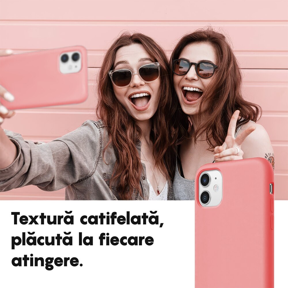 Husa CASEY STUDIOS™ compatibila cu iPhone 11, Soft Silicone Premium, Microfibra in Interior, Roz, de Protectie, Ultra Slim, pentru Incarcare Wireless, Margini Ridicate de Protectia Ecranului si a Camerelor