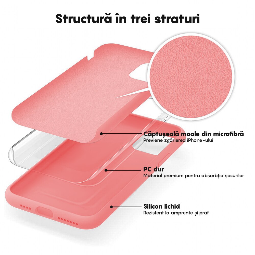 Husa CASEY STUDIOS™ compatibila cu iPhone 11, Soft Silicone Premium, Microfibra in Interior, Roz, de Protectie, Ultra Slim, pentru Incarcare Wireless, Margini Ridicate de Protectia Ecranului si a Camerelor