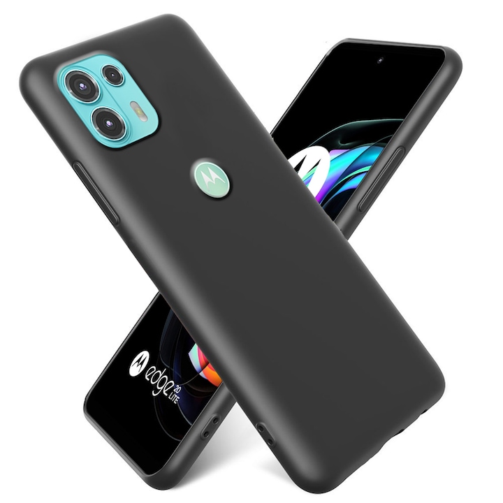 Husa telefon ERBORD pentru Motorola Edge 20 Lite, TPU, mat, neagra, cu margini ridicate