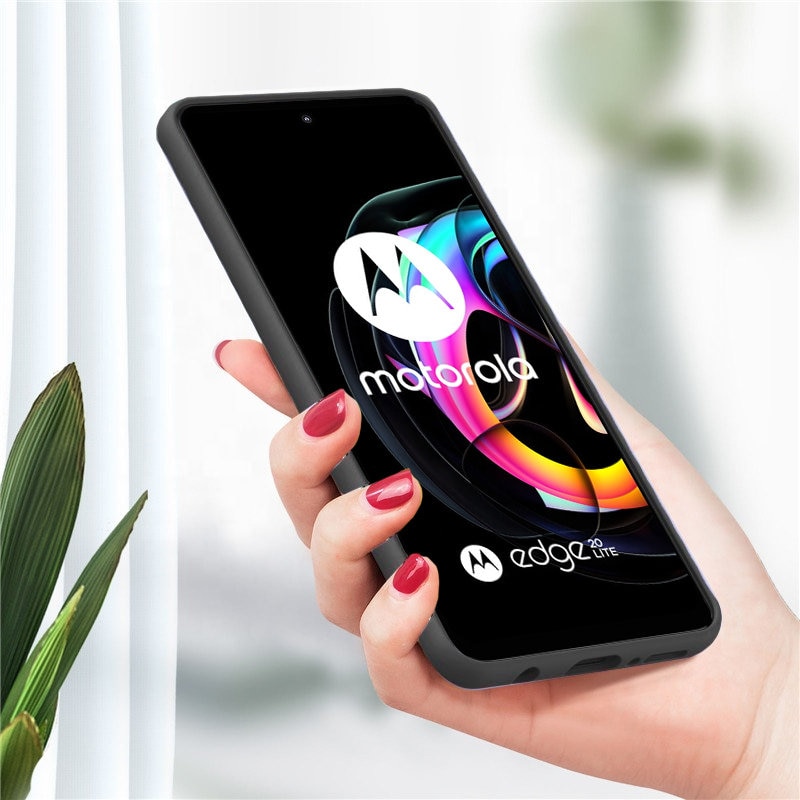 Husa telefon ERBORD pentru Motorola Edge 20 Lite, TPU, mat, neagra, cu margini ridicate