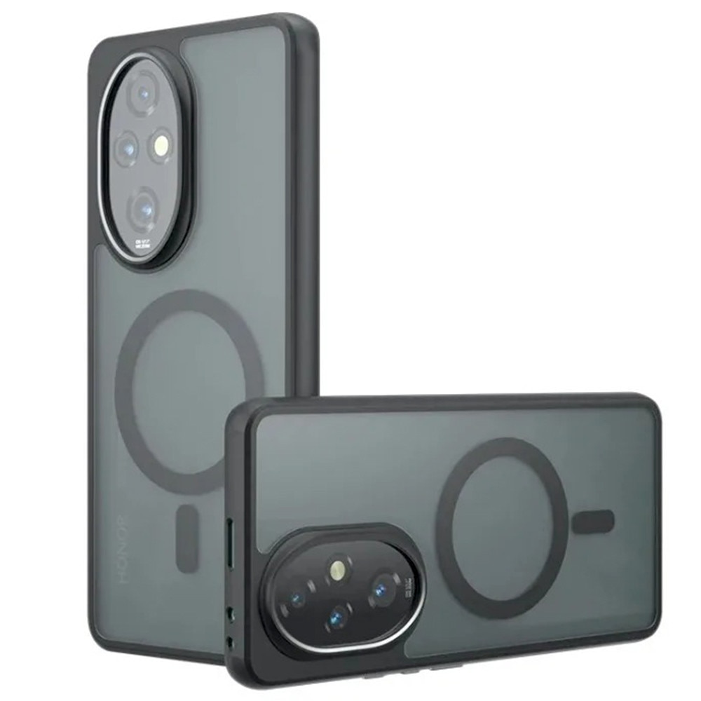 Husa telefon Honor 200 Pro, ERBORD, hibrida, negru, cu suport MagSafe, set cu sticla securizata