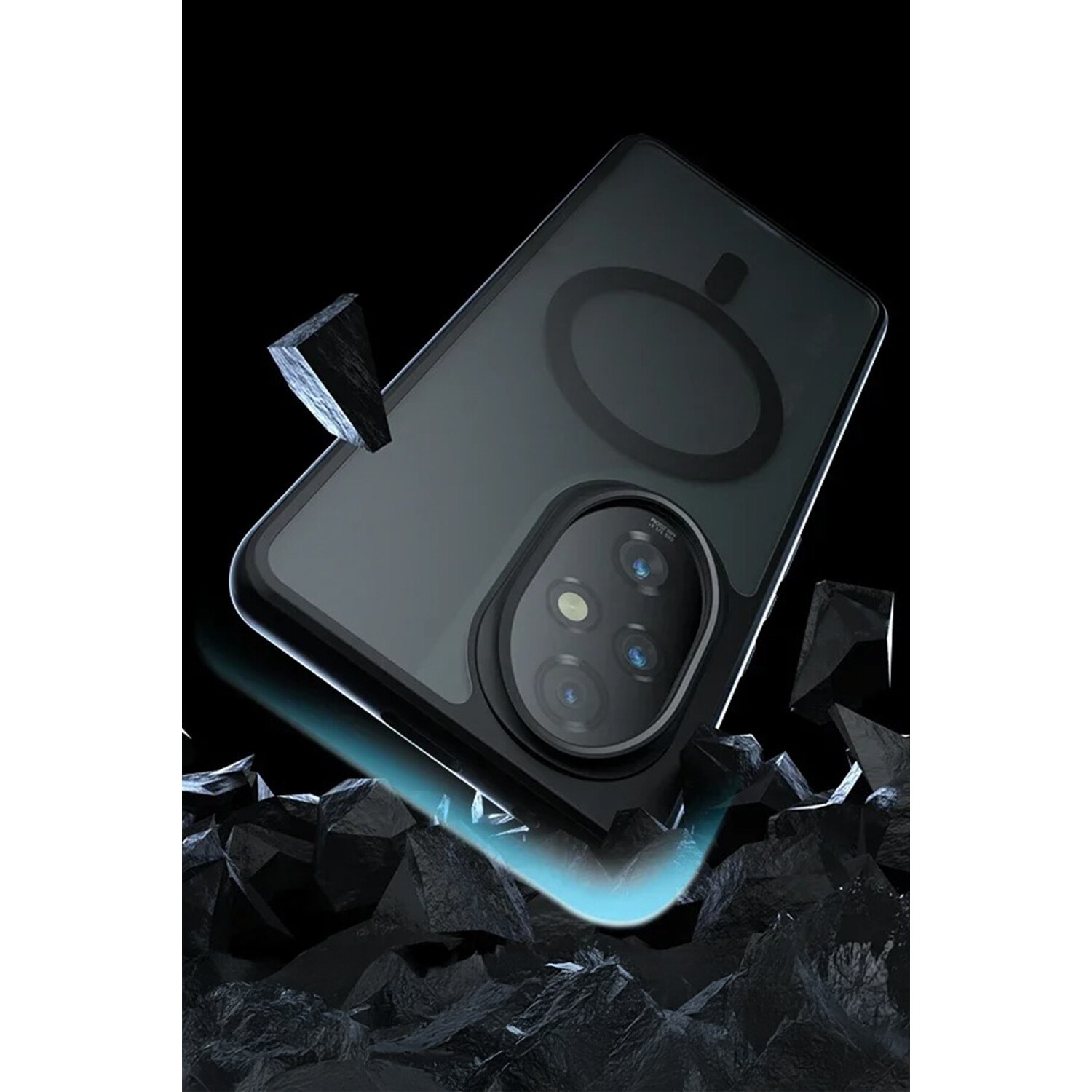 Husa telefon Honor 200 Pro, ERBORD, hibrida, negru, cu suport MagSafe, set cu sticla securizata