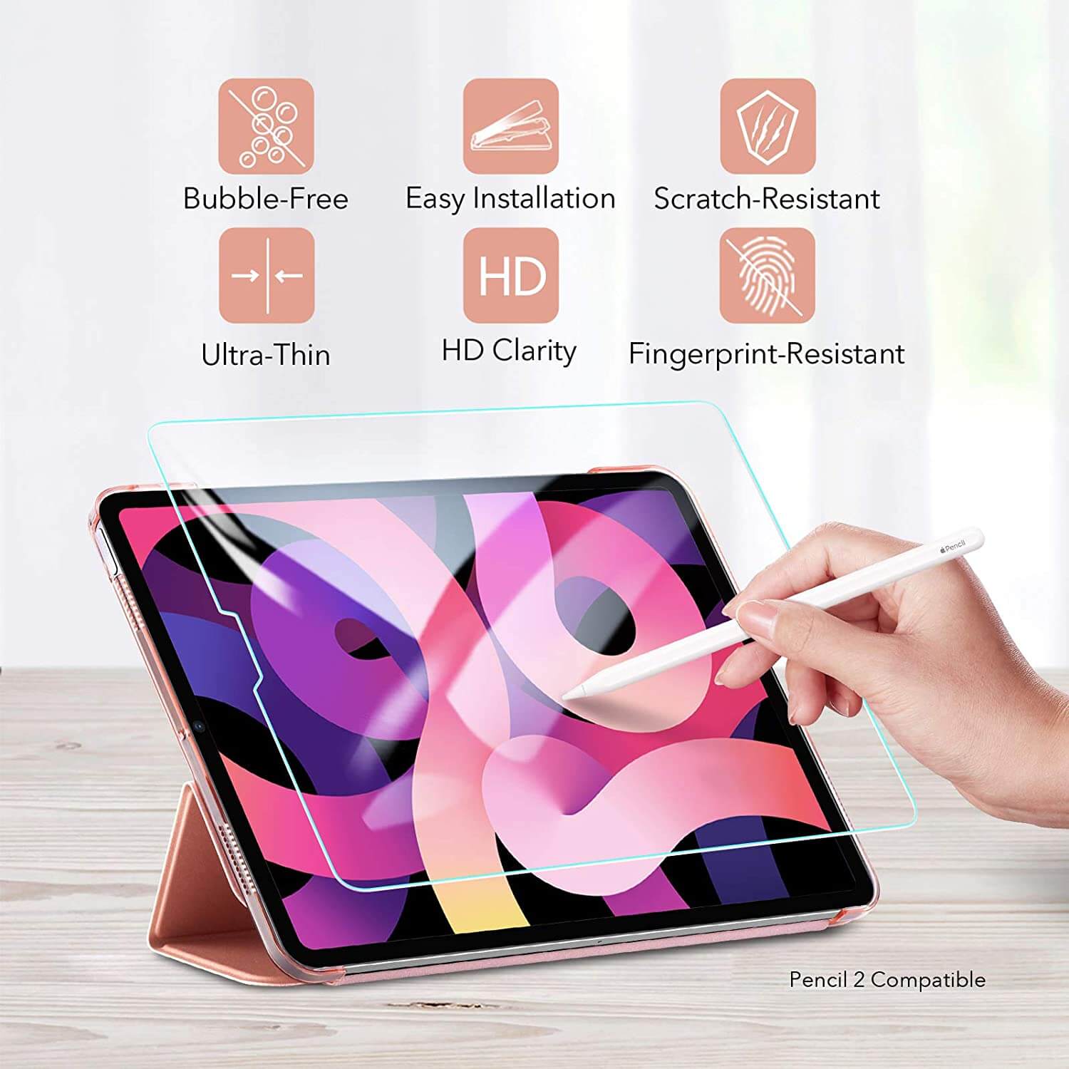 Set husa tableta si Sticla Temperata, ESR, pentru iPad Air 4/5