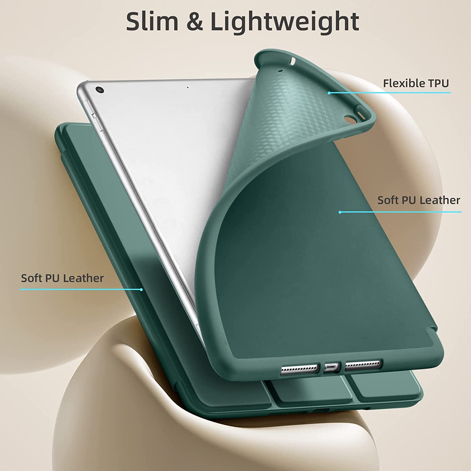 Husa tableta Orso, pentru iPad Air/Air 2, flexibila, cu suport pentru creion, albastru inchis