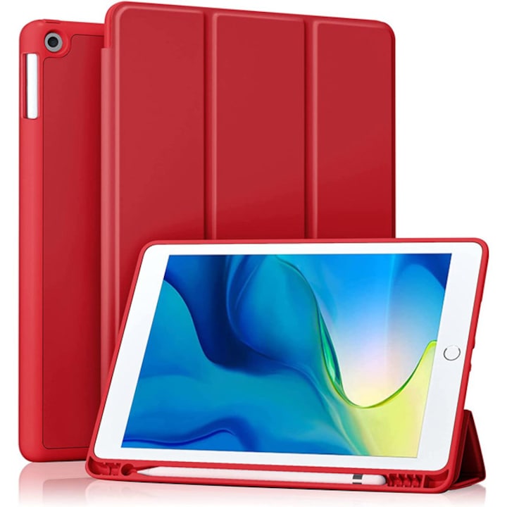 Husa tableta Orso pentru iPad Air 3 2019, flexibila, cu suport pentru creion, rosie