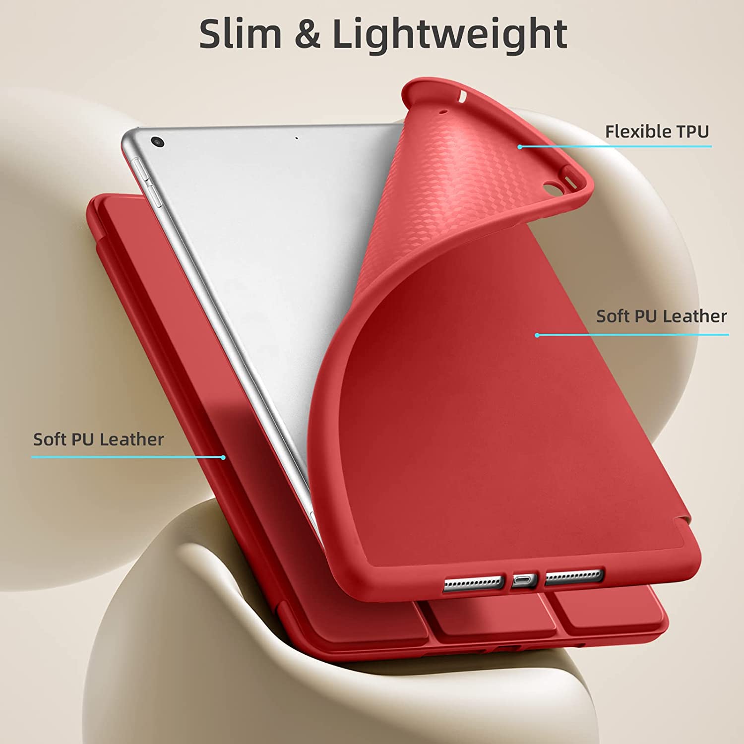 Husa tableta Orso pentru iPad Air 3 2019, flexibila, cu suport pentru creion, rosie