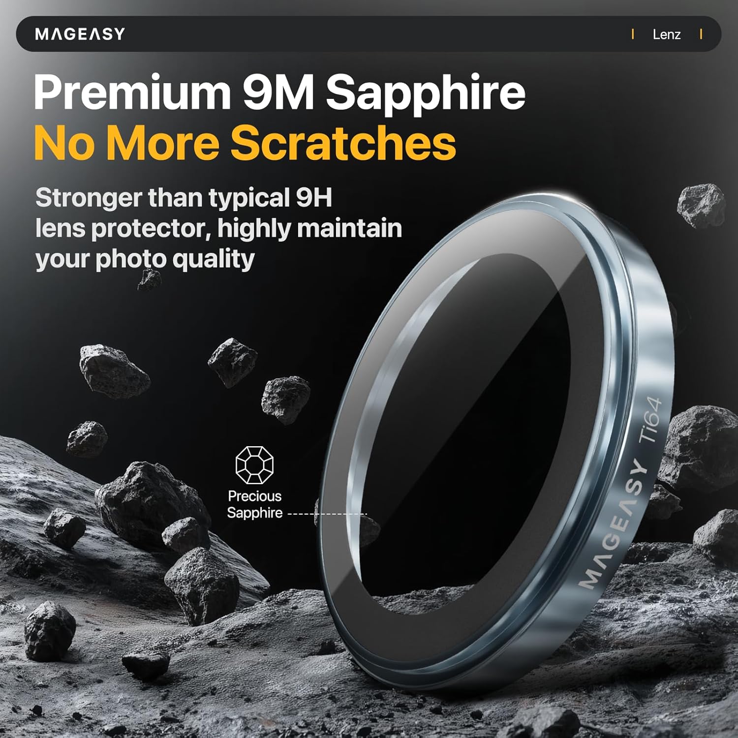 Folii protectie telefoane MagEasy, sticla safir pentru camera iPhone 17 Pro/17 Pro Max, rezistent la zgarieturi, impermeabil, dimensiuni precise.