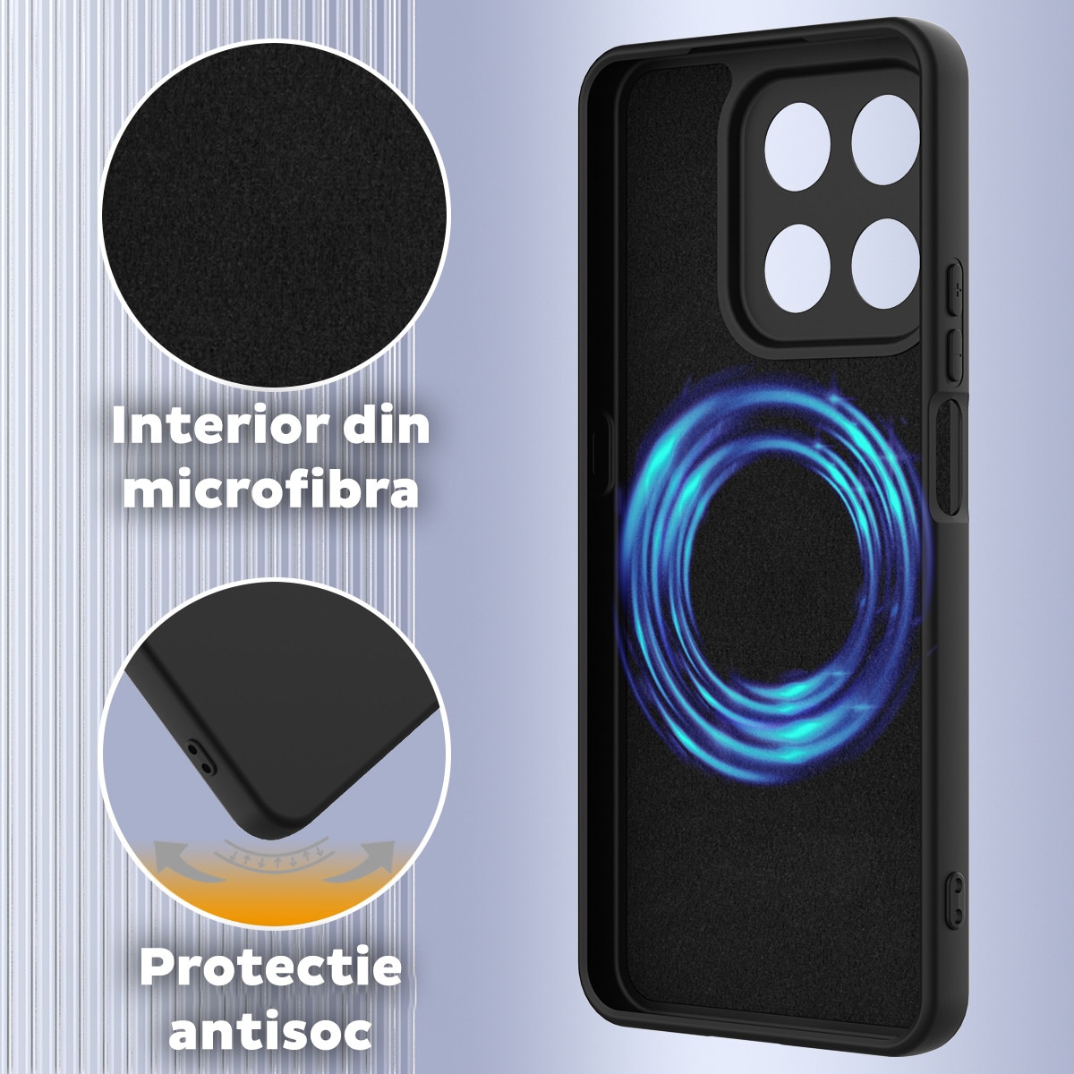 Husa pentru Honor 600 Pro Daden® Silicon SoftFlex, Ultra Slim, Protectie sporita, Interior de microfibra, Mov deschis