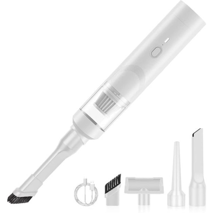 Aspirator portabil mini 5000PA, 350g, alb, 15-20min autonomie