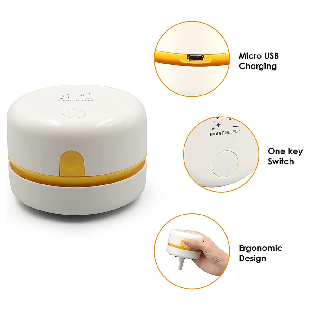 Aspirator de birou mini, putere ajustabila, USB, portabil, alb, 18x6x6cm