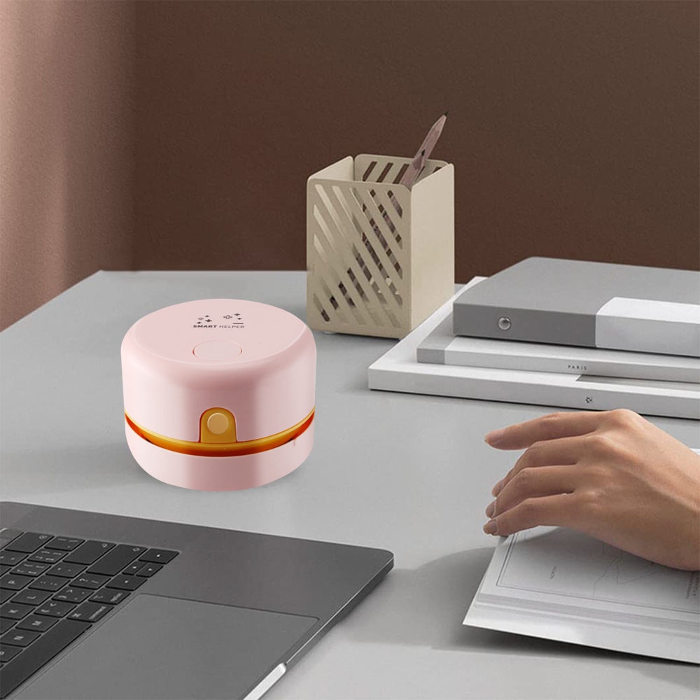 Aspirator de birou mini, putere ajustabila, USB, portabil, alb, 18x6x6cm