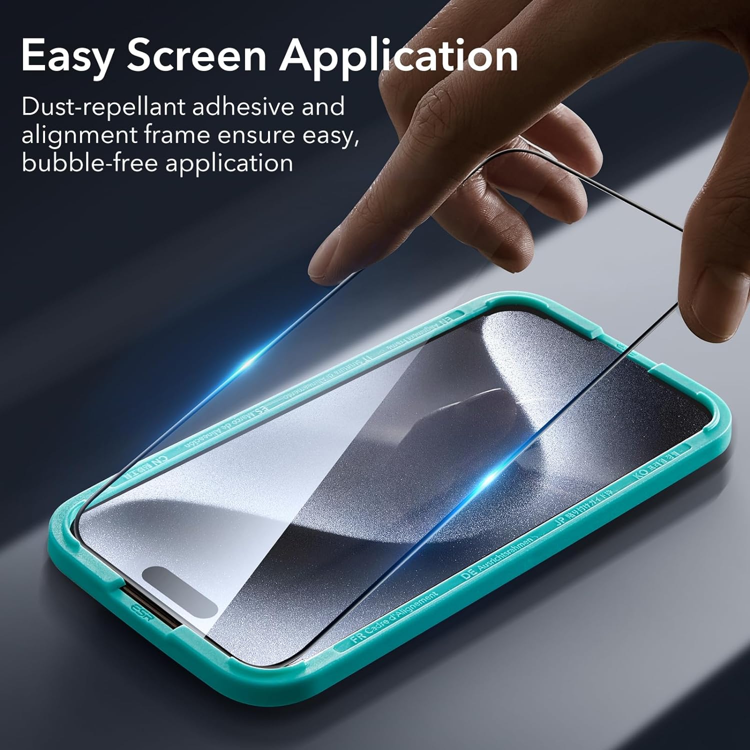 Folii protectie telefoane, ESR, set (3+2) Folii de sticla securizata Full Cover + Lentile camera clare, transparent, pentru iPhone 15 Pro
