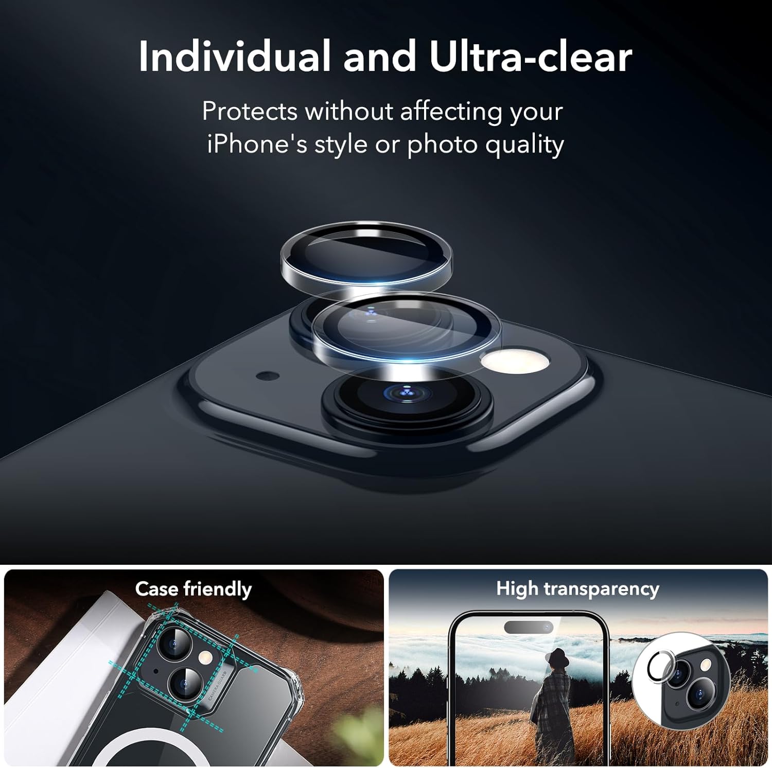 Folii protectie telefoane, ESR, Armorite Ultra-Tough, 3+2 set, transparent, pentru iPhone 15