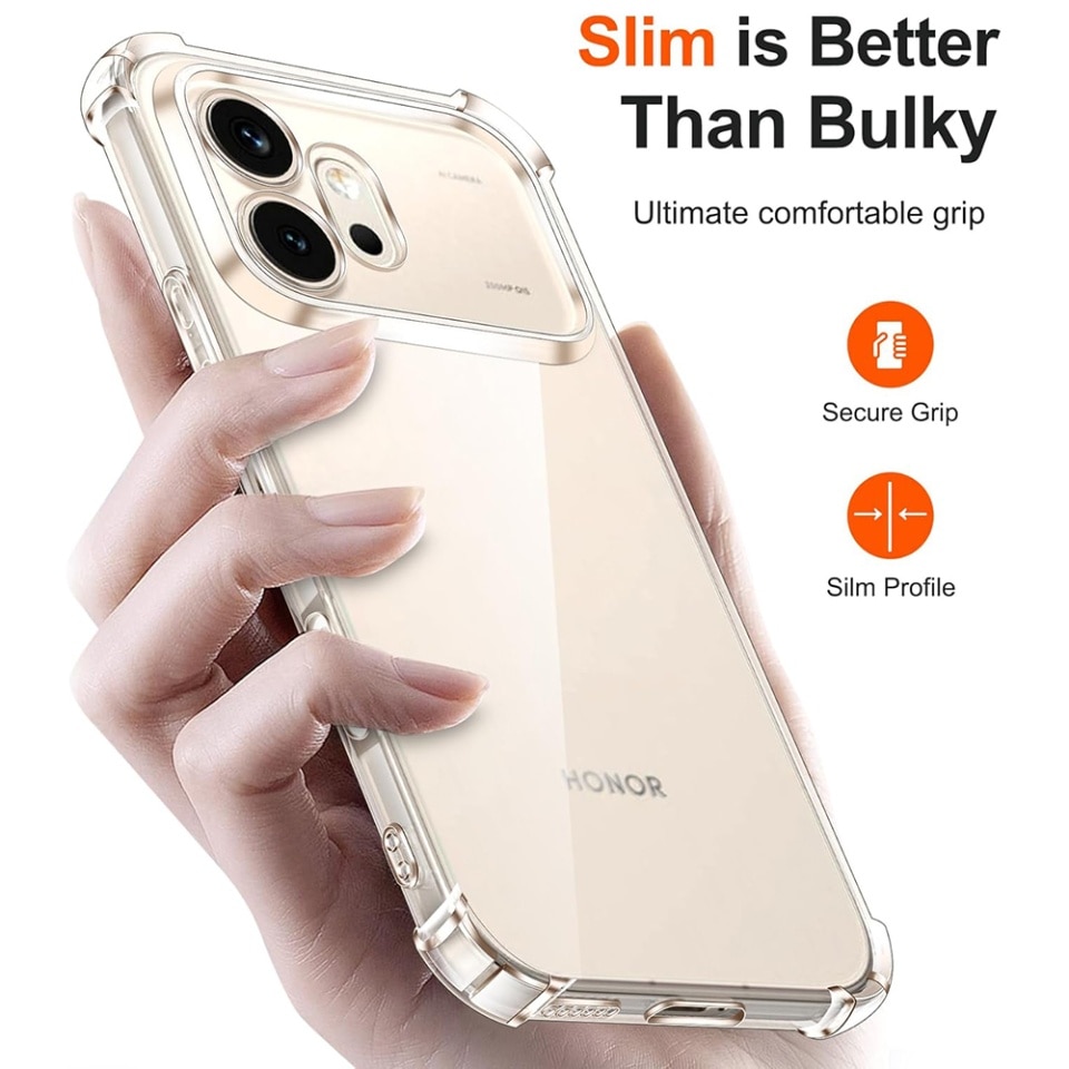 Husa pentru Honor 600 Pro din Silicon Slim, Margini Antisoc, set cu sticker, Shockproof Clear Silicone, Transparenta