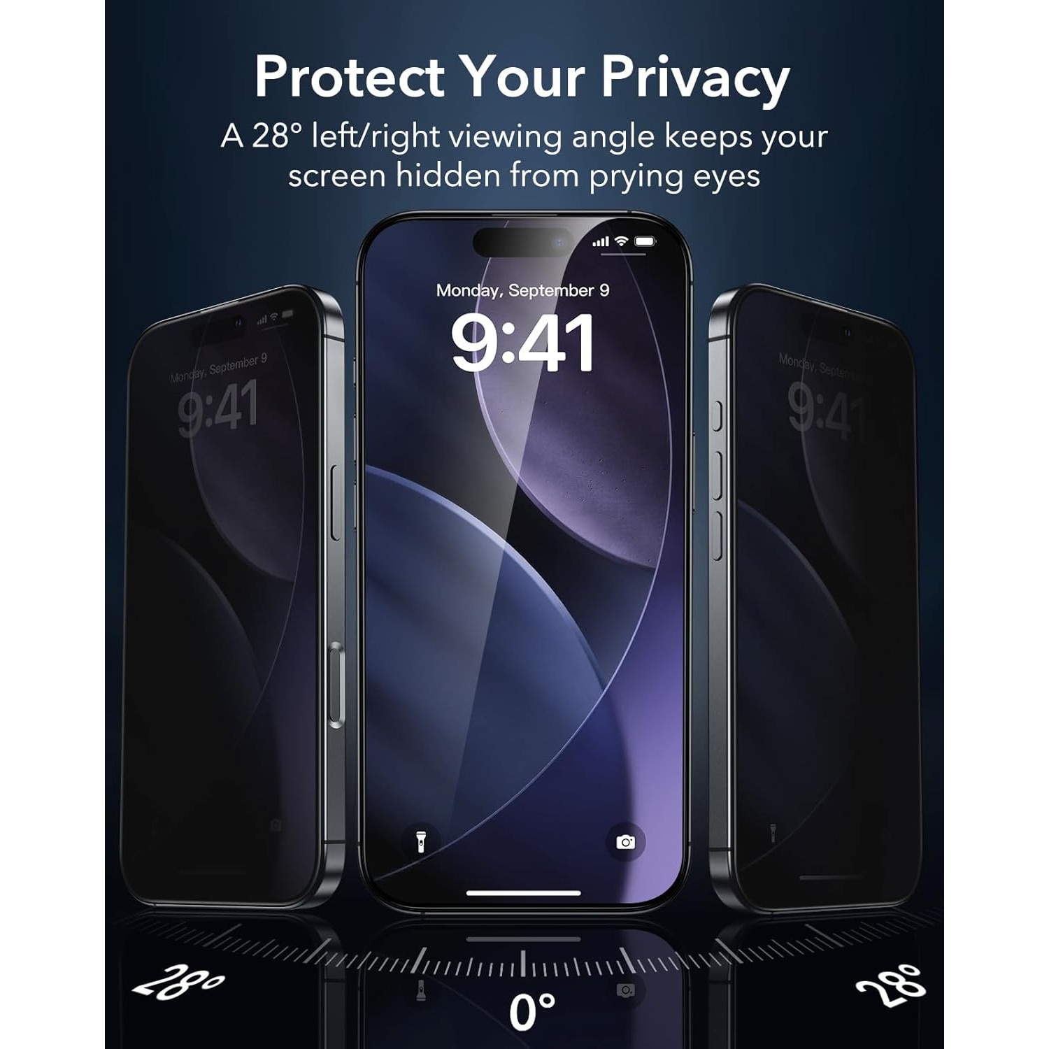 Folii protectie telefoane, ESR, Classic Privacy, 3 bucati, transparent, pentru iPhone 17/16 Pro