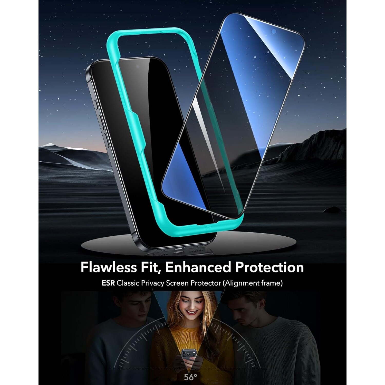 Folii protectie telefoane, ESR, Classic Privacy, 3 bucati, transparent, pentru iPhone 17/16 Pro