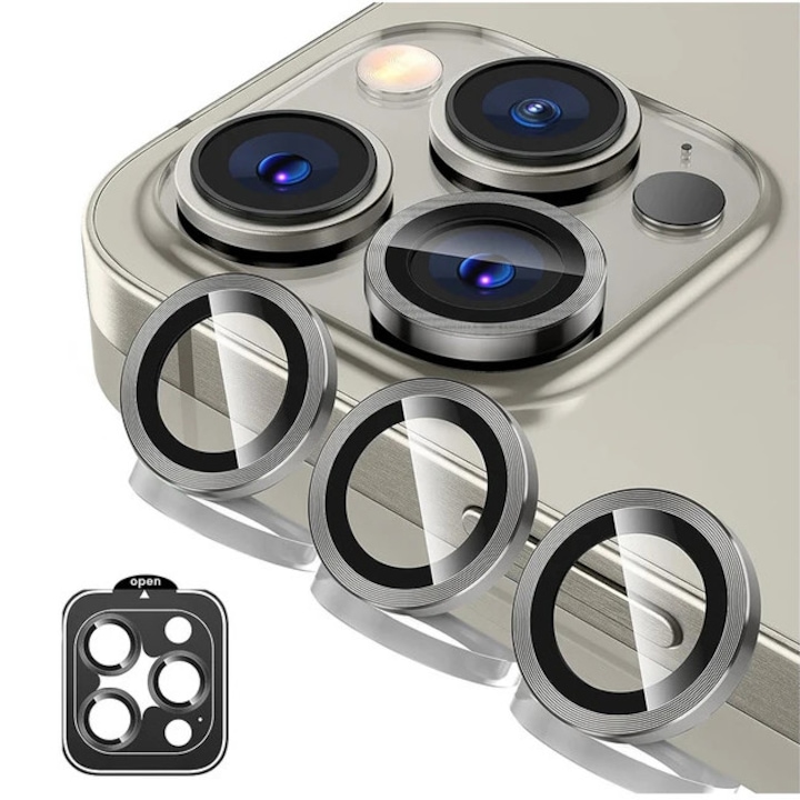 Folii protectie telefoane Orso, sticla securizata pentru camera, 0,15mm, iPhone 15 Pro/15 Pro Max