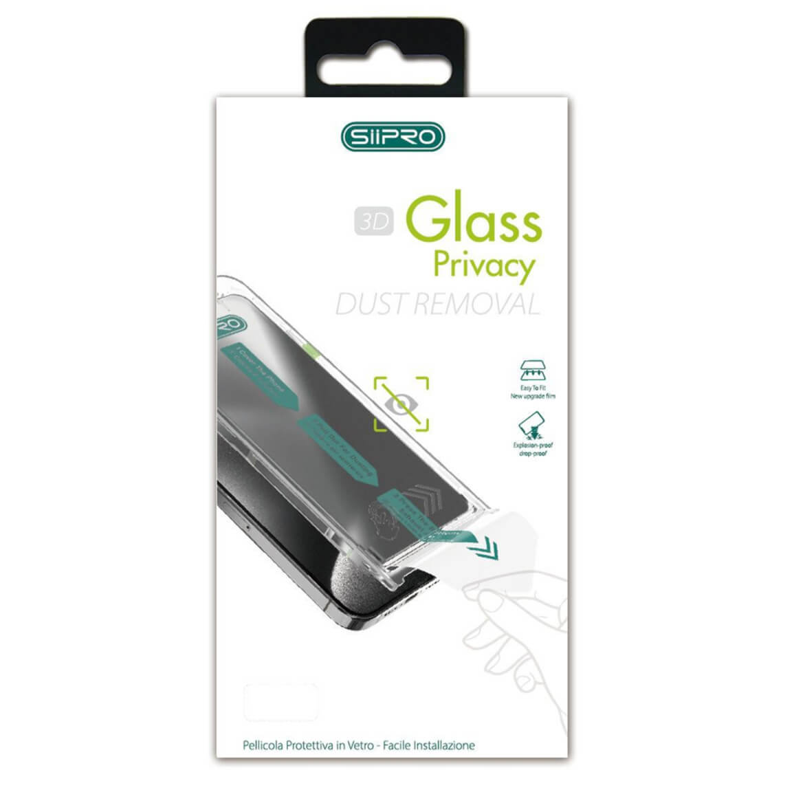 Folie protectie telefon Siipro, Easy Install, sticla securizata, protectie privata, pentru iPhone 16 Pro
