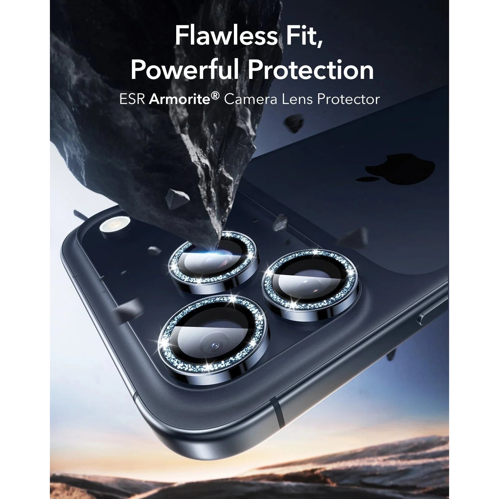 Folii protectie camera, ESR, Armorite, 0,15mm, pentru iPhone 17 Pro/17 Pro Max, albastru