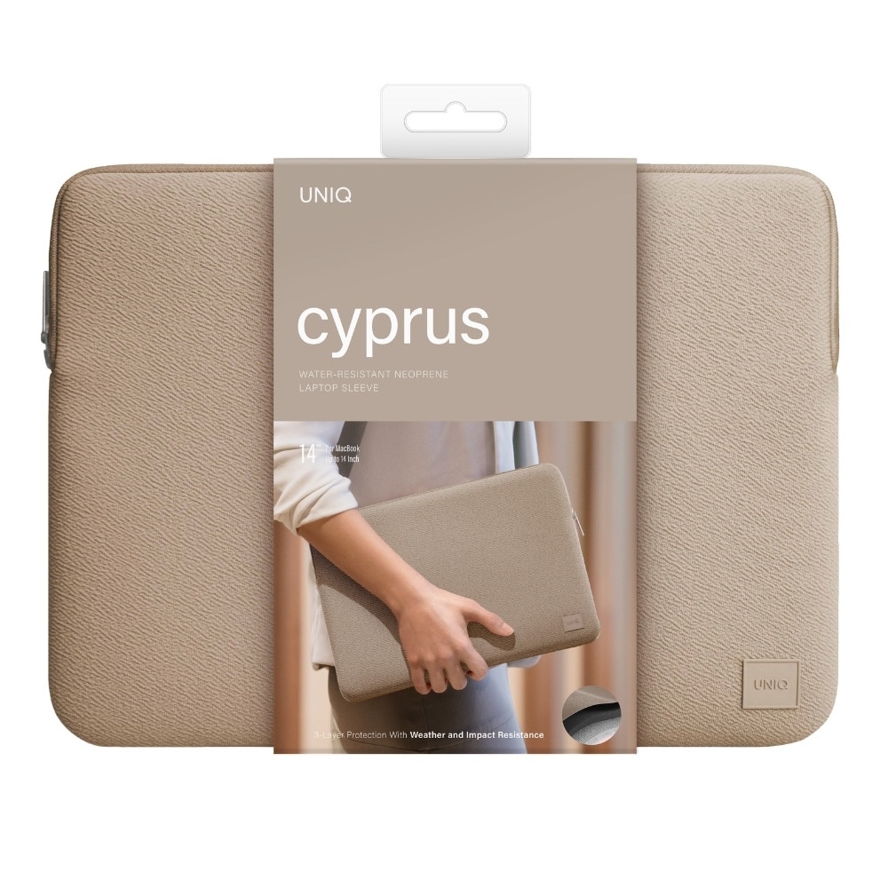 Etui laptop 14" UNIQ, neopren, impermeabil, culoare Nude Brown