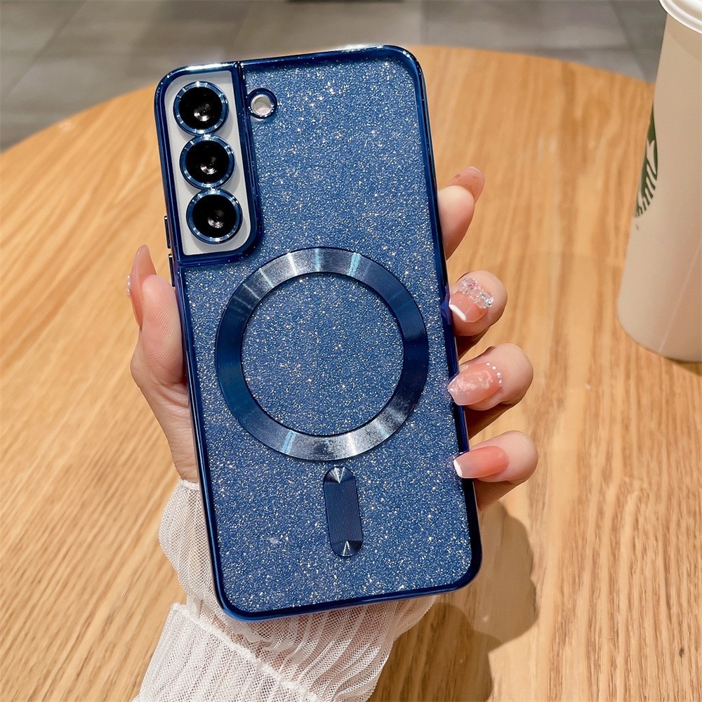 Husa de Protectie 2 in 1, Flippy, Husa pentru Samsung Galaxy S23+, Glitter Chrome Magsafe, din TPU, Magnetica, cu Protectie Lentila, Albastru Marin