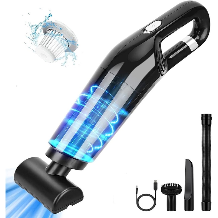 Aspirator portabil, 2000mAh, negru, 35x11x13.6cm