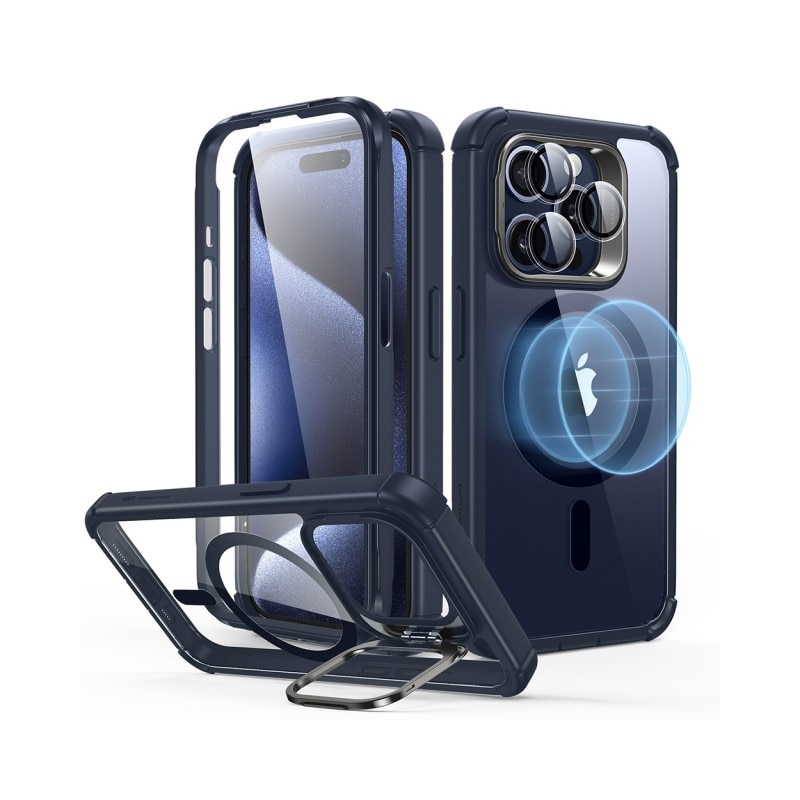 Husa Esr 360 Tough Armor Cu Functie Magsafe Compatibila Cu iPhone 15 Pro Max, Protectie si Stand La Camera, Blue