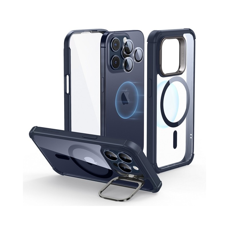 Husa Esr 360 Tough Armor Cu Functie Magsafe Compatibila Cu iPhone 15 Pro Max, Protectie si Stand La Camera, Blue
