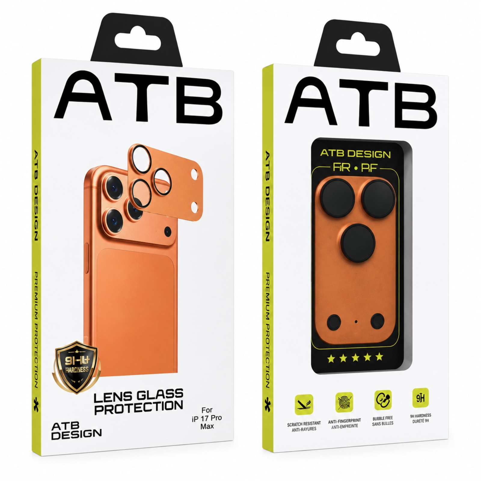 Protectie Camera pentru iPhone 17 Pro Max, ATB Full Security Glass AR+AF, Orange