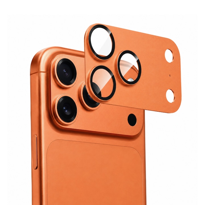 Protectie Camera pentru iPhone 17 Pro Max, ATB Full Security Glass AR+AF, Orange